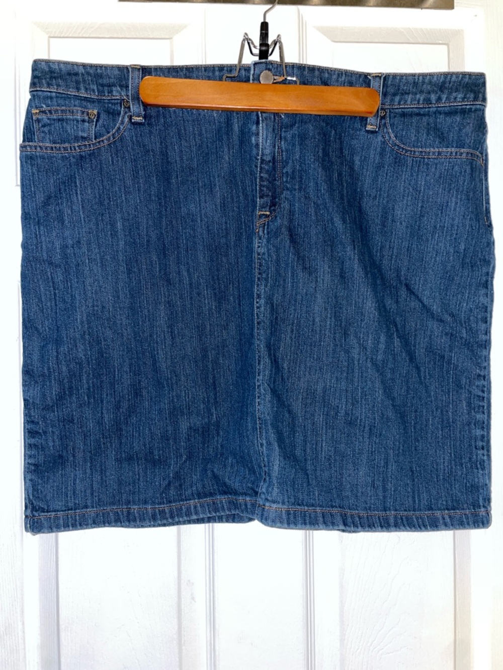 LL Bean blue denim jean miniskirt plus size 18